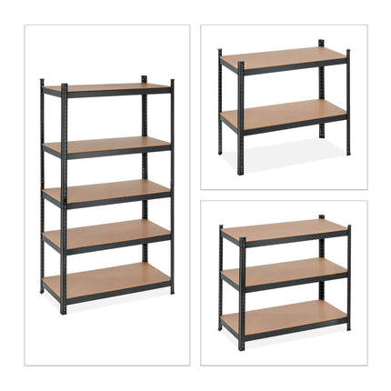 Black sturdy shelves with 5 levels