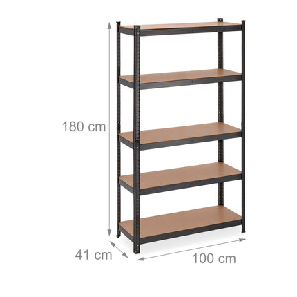 Black sturdy shelves with 5 levels