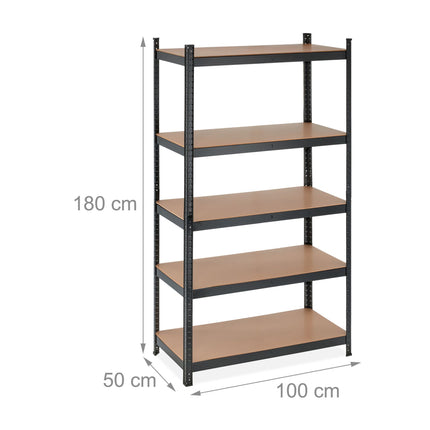 Black sturdy shelves with 5 levels