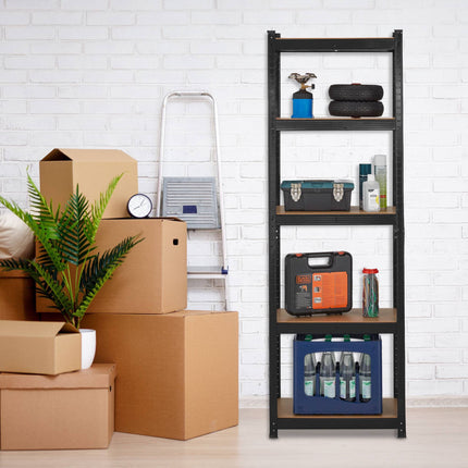 Black sturdy shelves with 5 levels