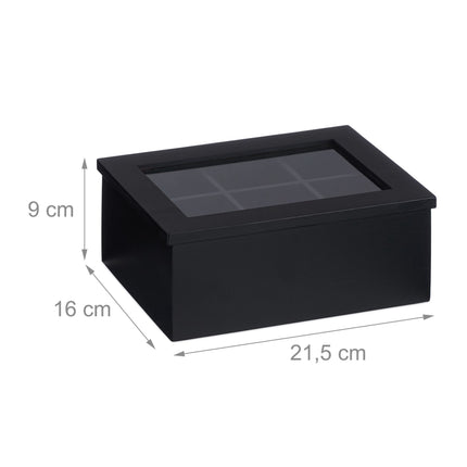 Black tea box with 6 compartments
