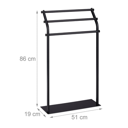 Black towel rack with 3 bars