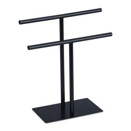 Black towel stand with 2 rails