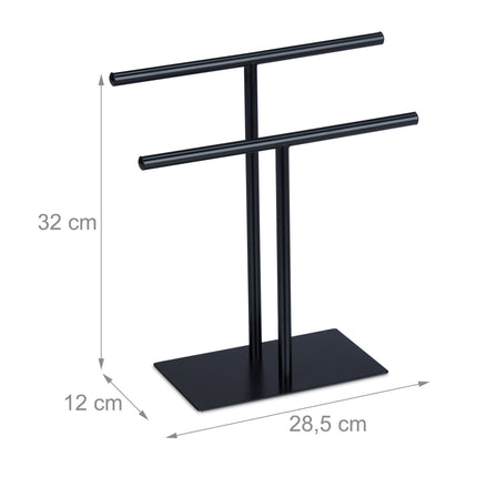 Black towel stand with 2 rails
