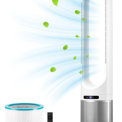Bladeless Tower Fan With HEPA Filter, Remote, 80 Oscillation