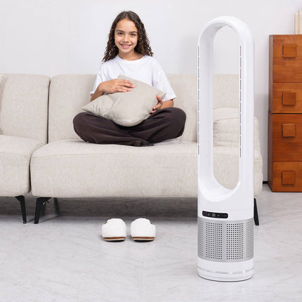 Bladeless Tower Fan With HEPA Filter, Remote, 80 Oscillation