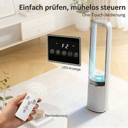 Bladeless Tower Fan with Remote, 45 Oscillation, Timer