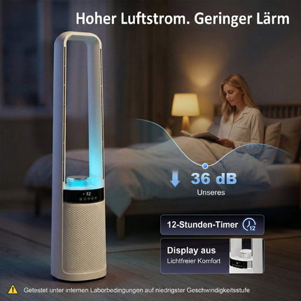 Bladeless Tower Fan with Remote, 45 Oscillation, Timer