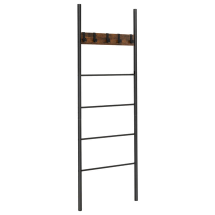 Blanket Ladder, 5-Tier Wall-Leaning With 5 Removable Hooks