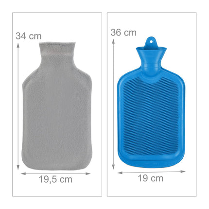 Blue 2L Hot Water Bottle with Cover for Adults & Kids