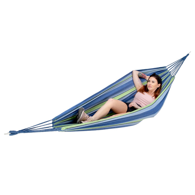 Blauwgroene hangmat, 120 cm breed, katoen-polyester mix
