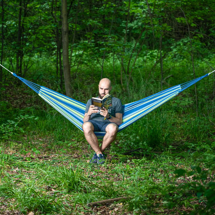 Blue-Green Hammock, 120cm Wide, Cotton-Poly Blend