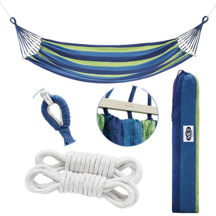 Blue Hammock with 70cm Wooden Beam & Metal Holder