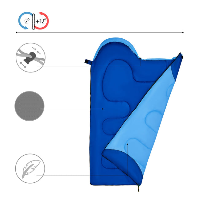 Blauwe Junior Slaapzak, Lichtgewicht, Compact