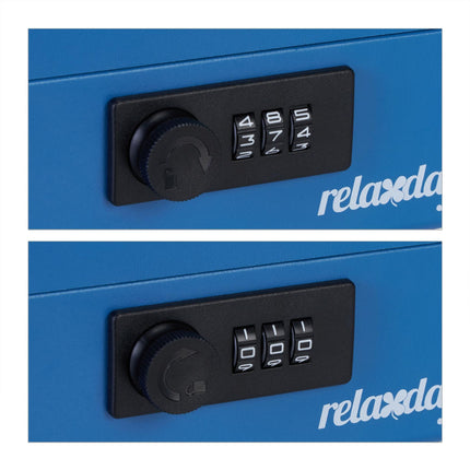 Blue cash drawer with combination lock