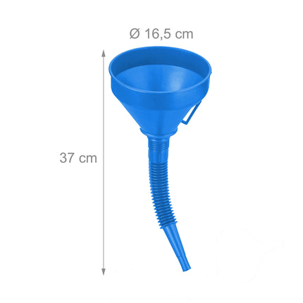 Blue funnel with hose