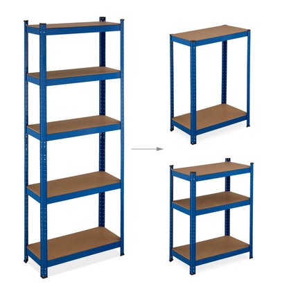 Blue sturdy shelves with 5 levels