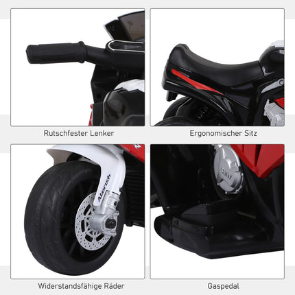 Electric tricycle motorcycle for children - red, steel, 66x37x44 cm