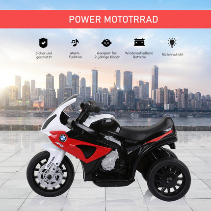 Electric tricycle motorcycle for children - red, steel, 66x37x44 cm