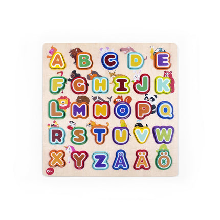Bo. Educational Wooden Puzzle "Alphabet And Animals" (In Finnish Lang.)