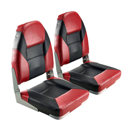 Boat Seat 2-Pack, High-Back Folding, Waterproof PVC