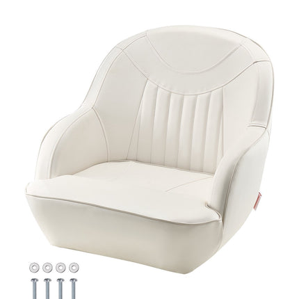 Boat Seat, Captain Bucket, Low-Back, Waterproof PVC, White