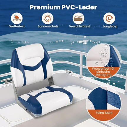 Boat Seat Set, 2-Pack, 7cm Foam, Foldable, PVC Leather