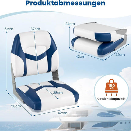 Boat Seat Set, 2-Pack, 7cm Foam, Foldable, PVC Leather