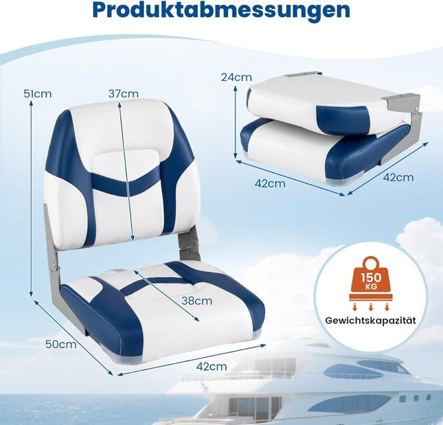Boat Seat Set, 2-Pack, 7cm Foam, Foldable, PVC Leather
