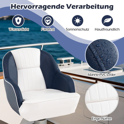 Boat Seat with Foam Padding, Water-Resistant PVC, 59x55x51 cm