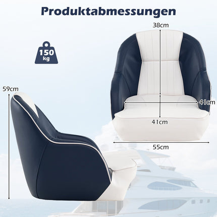 Boat Seat with Foam Padding, Water-Resistant PVC, 59x55x51 cm