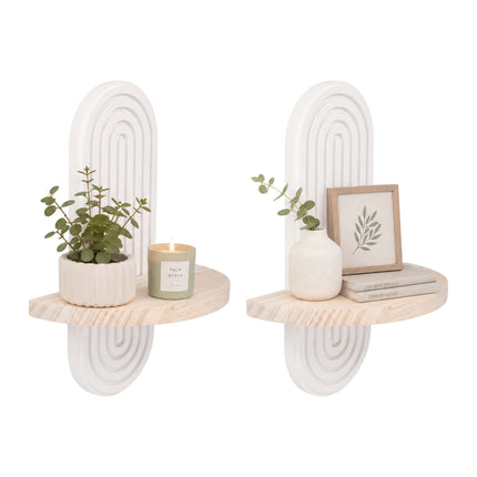 Boho Wall Shelf Set, 2pc - Natural White Pine