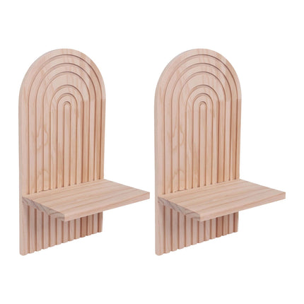 Boho Wall Shelves, Set of 2 – Natural Pine, 35x18x13 cm