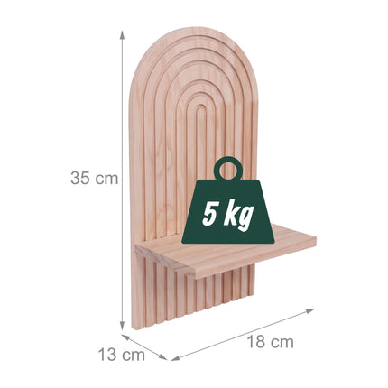 Boho Wall Shelves, Set of 2 – Natural Pine, 35x18x13 cm