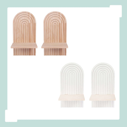 Boho Wall Shelves, Set of 2 – Natural Pine, 35x18x13 cm