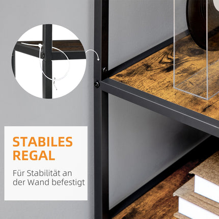 Industrial 7-Tier Rustic Brown Bookcase - Kitchen & Living Room