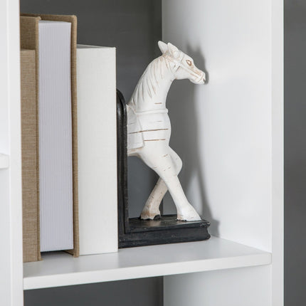 Bookcase with 9 shelves & drawer - anti-tilt, white