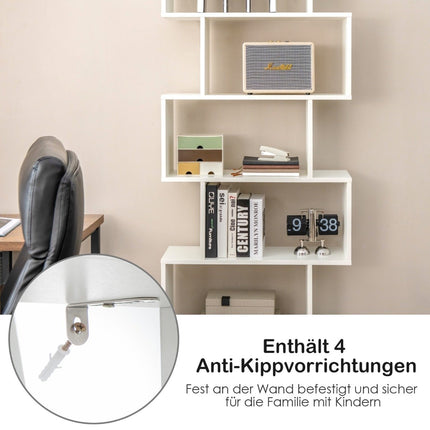 Bookcase standing shelf with doors 183 x 70 x 23 cm room divider shelf with 5 levels white