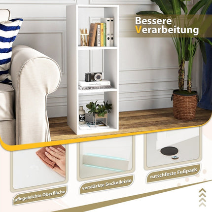 Bookcase with 3 compartments cube shelf standing shelf open shelf white 35.5 x 33 x 103 cm