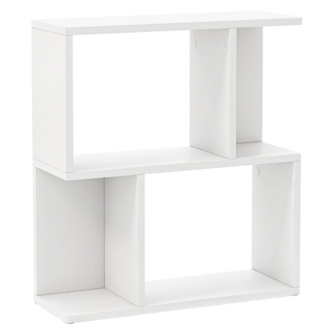 Bookcase with 4 compartments, side table, couch, bedside table, room divider, wood, 50 x 17.5 x 55.5 cm, white