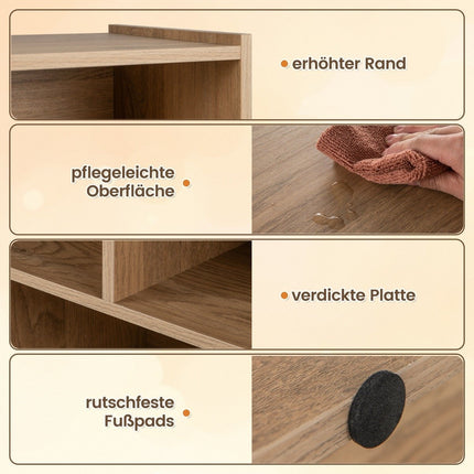 Bookcase with 8 compartments, standing shelf with 3 levels, cube shelf 122 x 32 x 93 cm natural