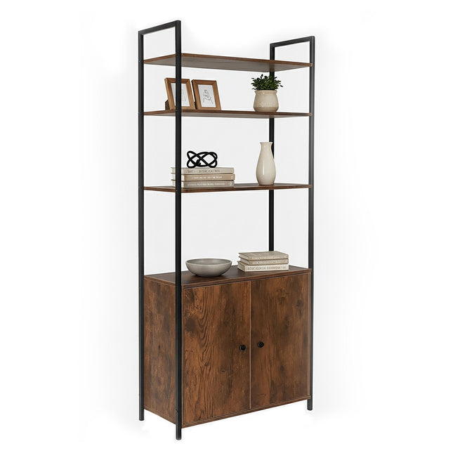 Bookcase with Storage, Adjustable Shelves, 4-Tier