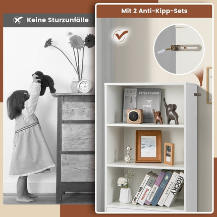 Bookcase with drawers 4 levels storage shelf made of wood standing shelf 120cm white