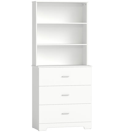 Bookshelf Cabinet with 3 Drawers, 3 Shelves, White, 79x39.5x180 cm