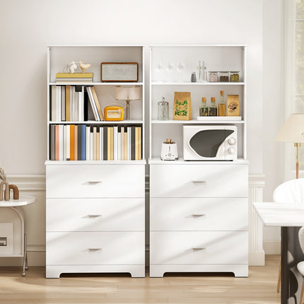 Bookshelf Cabinet with 3 Drawers, 3 Shelves, White, 79x39.5x180 cm