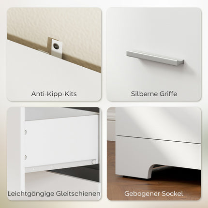 Bookshelf Cabinet with 3 Drawers, 3 Shelves, White, 79x39.5x180 cm