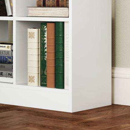 White 9-shelf bookcase with drawer and anti-tilt safety