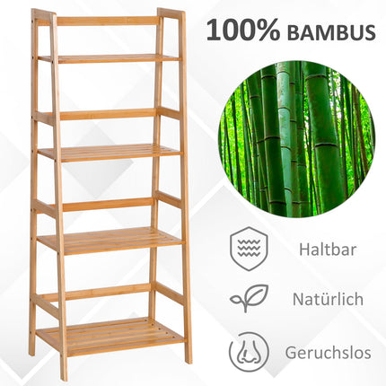 Bamboo bookcase, 4-layer storage for living room and office