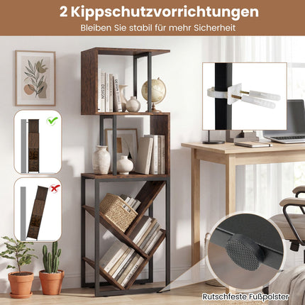Bookshelf with 3 Open Shelves, Tree Design, 39.5x25x122cm