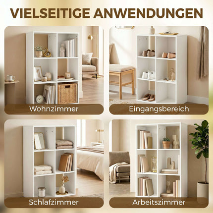 Bookshelf with 3 Shelves, White, Chipboard, Anti-Tip